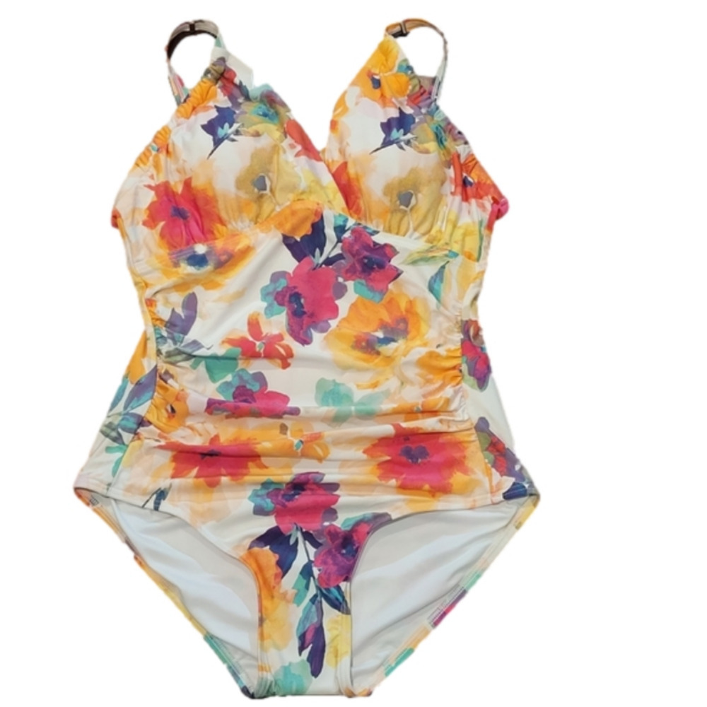 Calvin Klein Floral Print One-Piece Swimsuit Size 8 NWOT